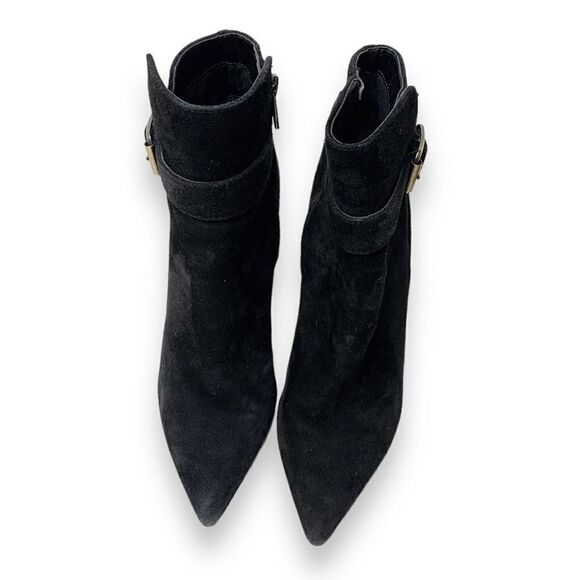 Sam Edelman Rita, Black Suede Booties, Block Heeled Buckle Boots, Women’s Size 7 - Picture 2 of 10
